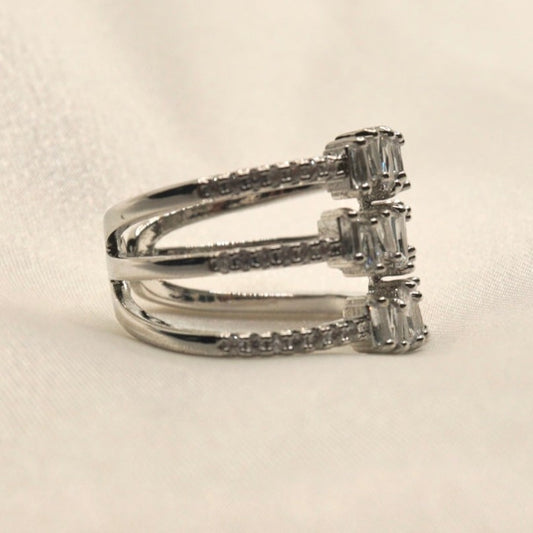 3 Stacks Silver Ring