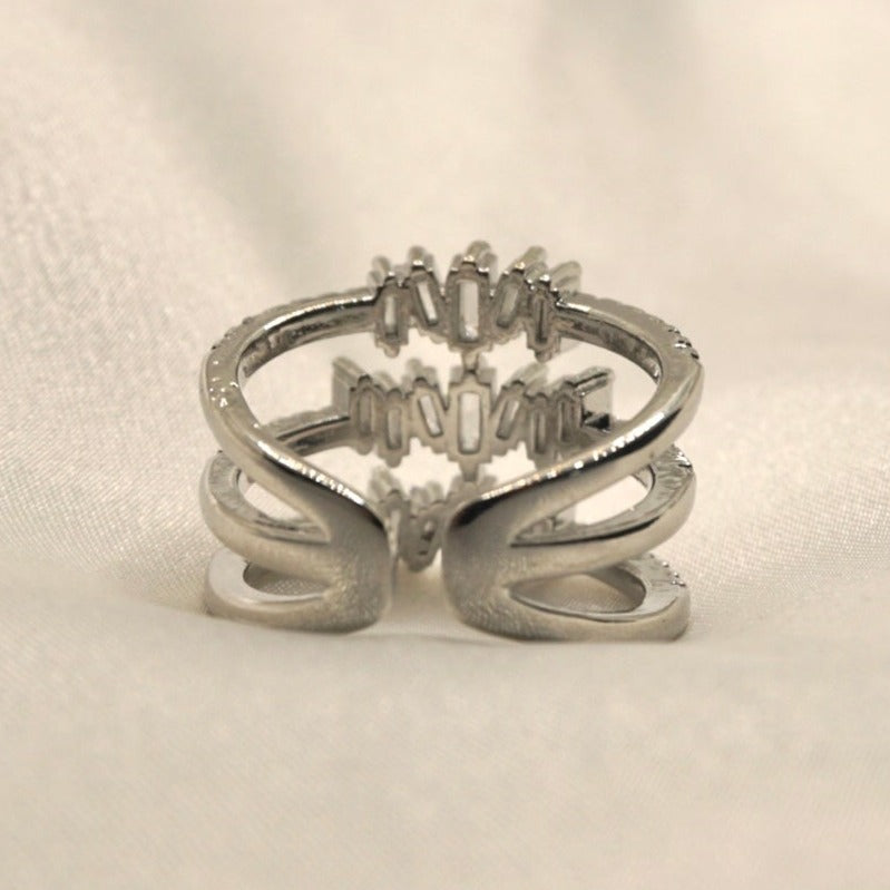 3 Stacks Silver Ring