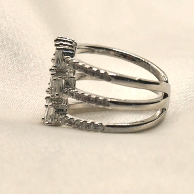 3 Stacks Silver Ring